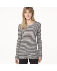 James Perse Gray Bell Sleeve Striped Crew
