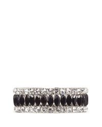 Kenneth Jay Lane | Metallic Crystal And Jet Elasticated Bracelet | Lyst