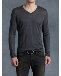 John Varvatos | Gray Linen V-neck for Men | Lyst