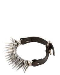 Emanuele Bicocchi | Metallic Large Spike Silver & Leather Bracelet for Men | Lyst