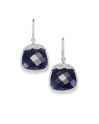Meira T | Diamond Blue Sapphire 14k White Gold Drop Earrings | Lyst