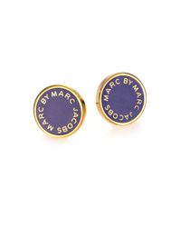 Marc By Marc Jacobs | Blue Enamel Logo Disc Stud Earrings | Lyst