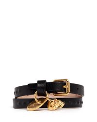 Alexander McQueen | Black Double Wrap Skull Leather Bracelet for Men | Lyst