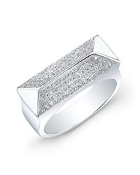 Anne Sisteron | Metallic 14kt White Gold Diamond Pyramid Bar Ring | Lyst