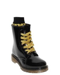 Colors Of California | Black 20Mm Glitter Rubber Lace Up Boots | Lyst