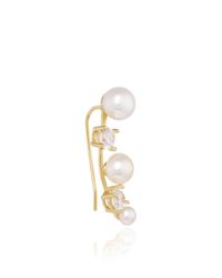 Fallon | Metallic Olivia Pearl And Cubic Zirconia Vine Ear Cuff | Lyst