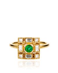 Sabine G | Metallic White Gold Ring with White Diamonds and Emeralds | Lyst