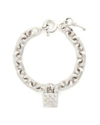 Alexander McQueen | Metallic Studded Lock Pendant Chain Bracelet | Lyst