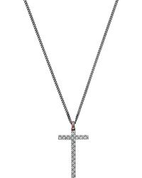 Gucci | Metallic Pattern Engraved Aged Sterling Silver Cross Necklace | Lyst