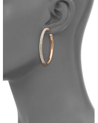 Michael Kors | Pink Park Avenue Glam Pave Rose Goldtone Hoop Earrings/1.5 | Lyst