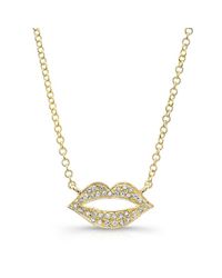 Anne Sisteron - 14kt Yellow Gold Diamond Kiss Necklace - Lyst
