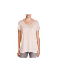VINCE | Pink Metallic Trim Pocket Tee | Lyst