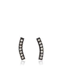 Yossi Harari | Black Lilah Stick Pave Diamond Smile Stud Earrings in Oxidized Gilver | Lyst