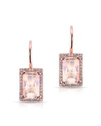 Anne Sisteron - Metallic 14kt Rose Gold Rectangle Moonstone Diamond Earrings - Lyst