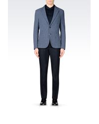 Emporio Armani | Blue Jacket In Micro Jacquard Cotton for Men | Lyst
