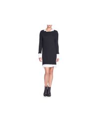 Aqua | Black Double Layer Sweater Dress | Lyst