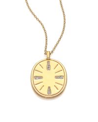 Elizabeth and James | Metallic Rizzi Pave White Topaz Pendant Necklace | Lyst