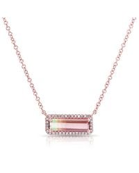 Anne Sisteron - Pink 14kt Rose Gold Watermelon Tourmaline Short Diamond Bar Necklace - Lyst