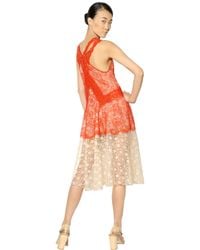 Stella McCartney | Red Viscose Lace Long Dress | Lyst