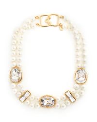 Kenneth Jay Lane | White Double Strand Crystal Pearl Necklace | Lyst