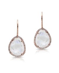 Anne Sisteron | White 14kt Rose Gold Moonstone Diamond Organic Shape Earrings | Lyst