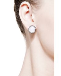 Sylva & Cie | Metallic One Of A Kind Large Moonstone Studs | Lyst