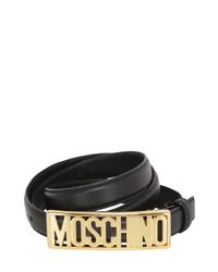 Moschino | Black 15mm Logo Lettering Leather Belt for Men | Lyst