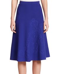 ESCADA | Blue Embossed Flower Knit Skirt | Lyst