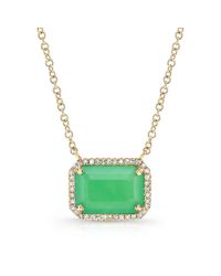 Anne Sisteron | Green 14kt Yellow Gold Chrysoprase Diamond Chic Necklace | Lyst