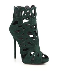 Giuseppe Zanotti | Green Floral-cutout Suede Sandals | Lyst