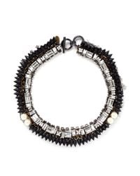 Venna | Black Star Charm Spike Collar Necklace | Lyst