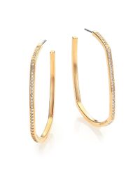 Michael Kors | Metallic Cityscape Chains Pavé Goldtone Geometric Hoop Earrings/1.5 | Lyst