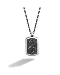 John Hardy | Gray Dog Tag Pendant On Stainless Steel Necklace for Men | Lyst