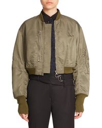 3.1 Phillip Lim | Green Cropped Bomber Jacket | Lyst