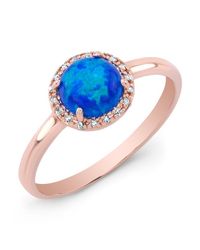 Anne Sisteron - Metallic 14kt Rose Gold Blue Opal Diamond Solitaire Ring - Lyst
