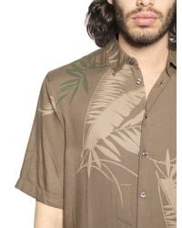 DIESEL | Green Leaf Printed Viscose Flannel Shirt for Men | Lyst