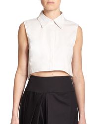 MILLY | Beige Sleeveless Cropped Top | Lyst