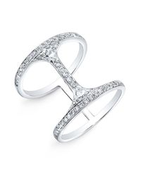 Anne Sisteron | Metallic 18kt White Gold Diamond H Deux Ring | Lyst
