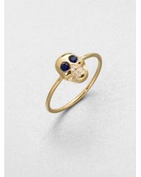 Sydney Evan | Metallic Sapphire & 14k Yellow Gold Skull Ring | Lyst