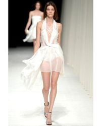 Nina Ricci | White Lace and Silk Muslin Halter Neck Dress | Lyst