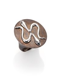Iam By Ileana Makri | Metallic Black Diamond & Sterling Silver Gemini Snake Ring | Lyst