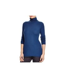 VINCE | Teal Ribbed Turtleneck Sweater | Lyst