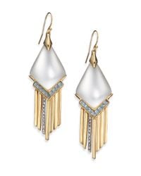 Alexis Bittar | Metallic Sport Deco Lucite & Crystal Spear Fringe Drop Earrings/grey | Lyst