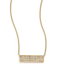 Sydney Evan | Metallic Diamond & 14k Yellow Gold Bar Pendant Necklace | Lyst