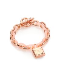 Michael Kors | Pink Rose & Blush Padlock Charm Bracelet | Lyst