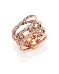 Michael Kors | Pink Brilliance Statement Pave Crisscross Ring/rose Goldtone | Lyst