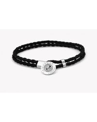 Tateossian - Silver Stitch Button Bracelet In Black And Brown for Men - Lyst