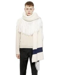 J.W.Anderson | White Fringed Chunky Wool Blend Scarf | Lyst