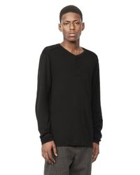 Alexander Wang | Black Long Sleeve Henley Top for Men | Lyst
