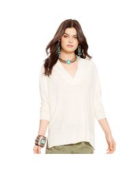 Polo Ralph Lauren | Beige Linen V-neck Sweater | Lyst